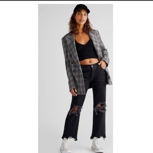 Free People Maggie Mid Rise Straight Washed Black-NWT